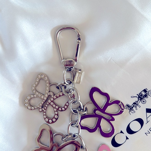 Coach Key Fob Purse Charm Crystal Butterflies - Picture 2 of 4